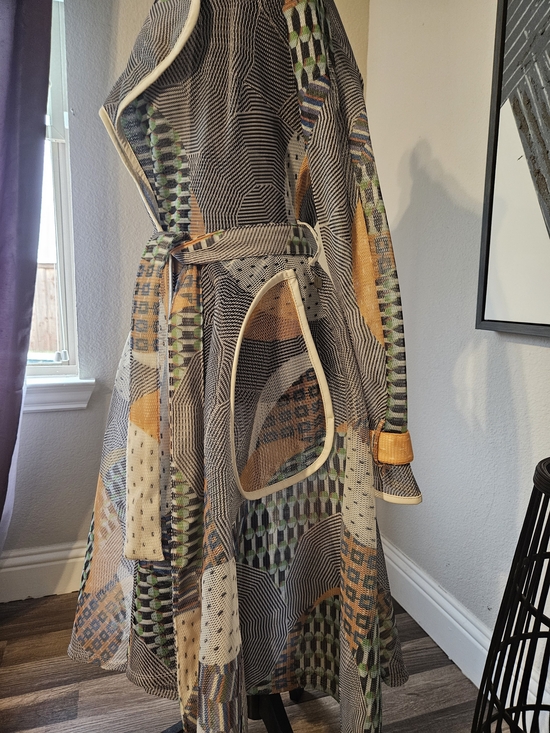 Lightweight Patterned Women's Duster Jacket - Yellow Accent - Picture 4 of 6